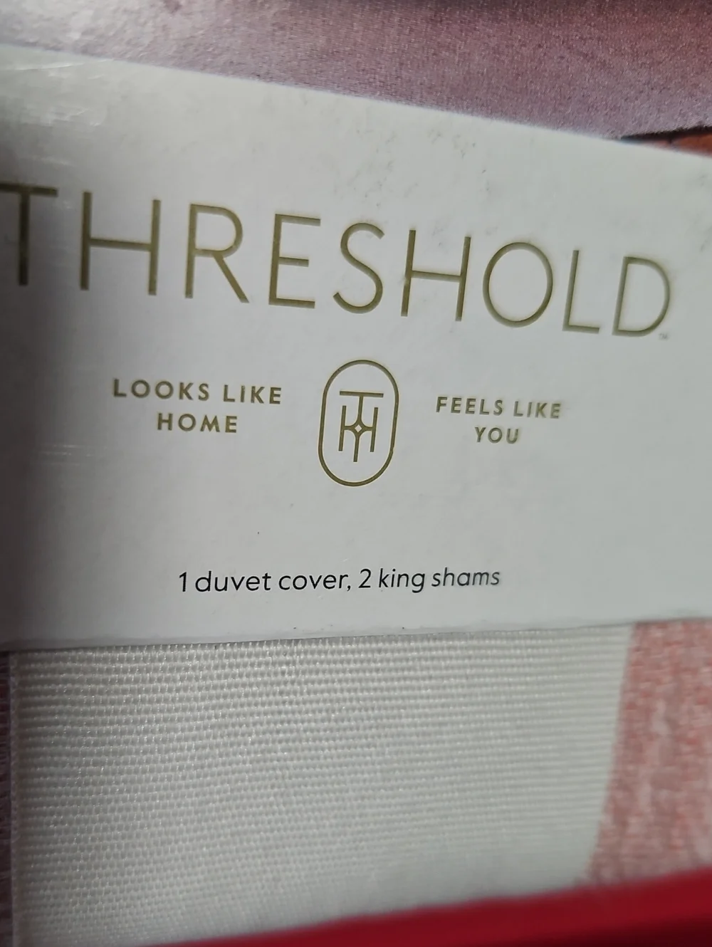 THRESHOLD YARN DYED KING COTTON DUVET SET: PINK IKAT: NEW WITH TAGS